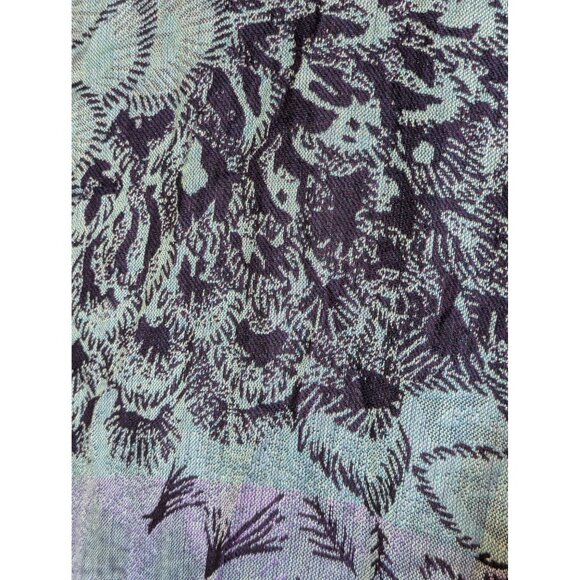 Collection Eighteen Floral Purple & Blue Scarf With Fringe Reversible Shine - Picture 2 of 8